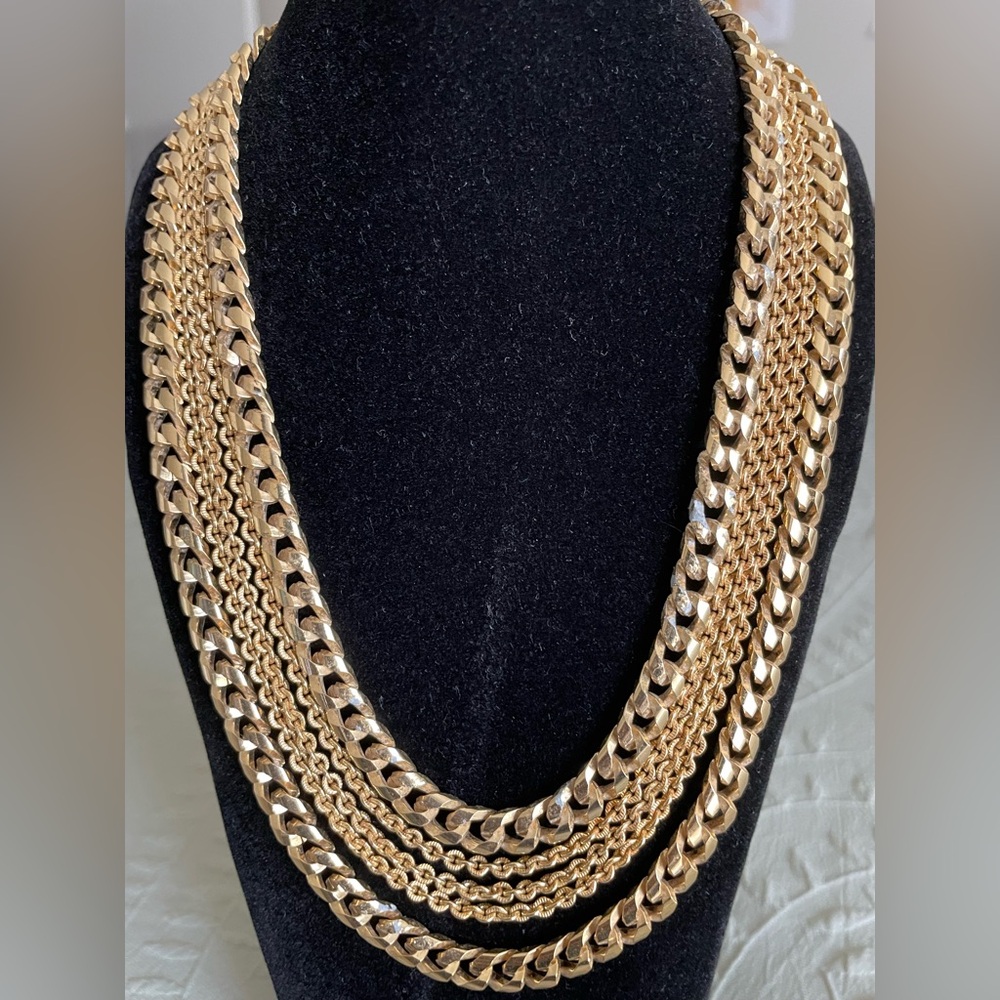 OFFERS WELCOMED Monet Goldtone Five Strand Semi-Heavy Cascading Chain Necklace